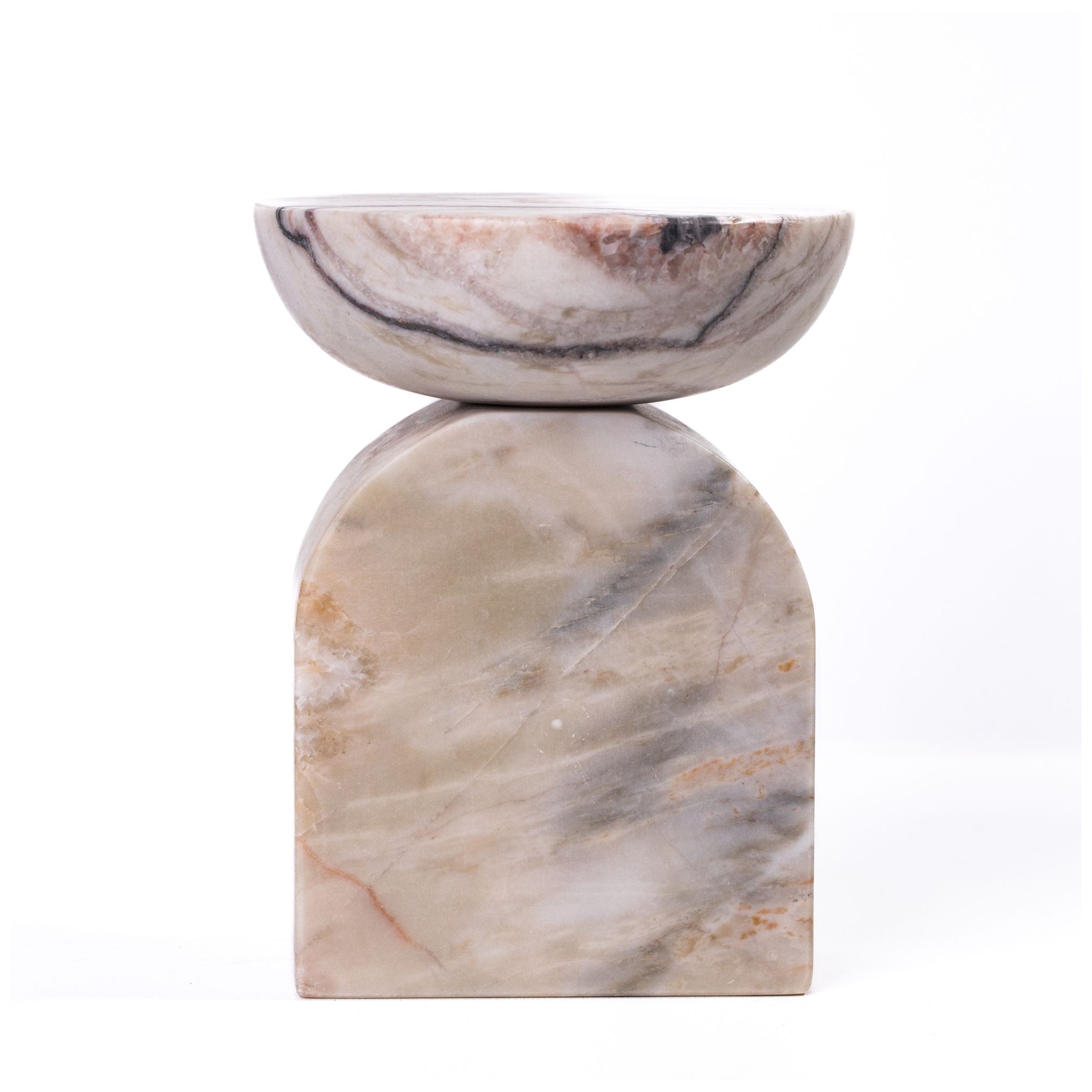 Image 2 Marble White Brown Balanced Candle Holder more views