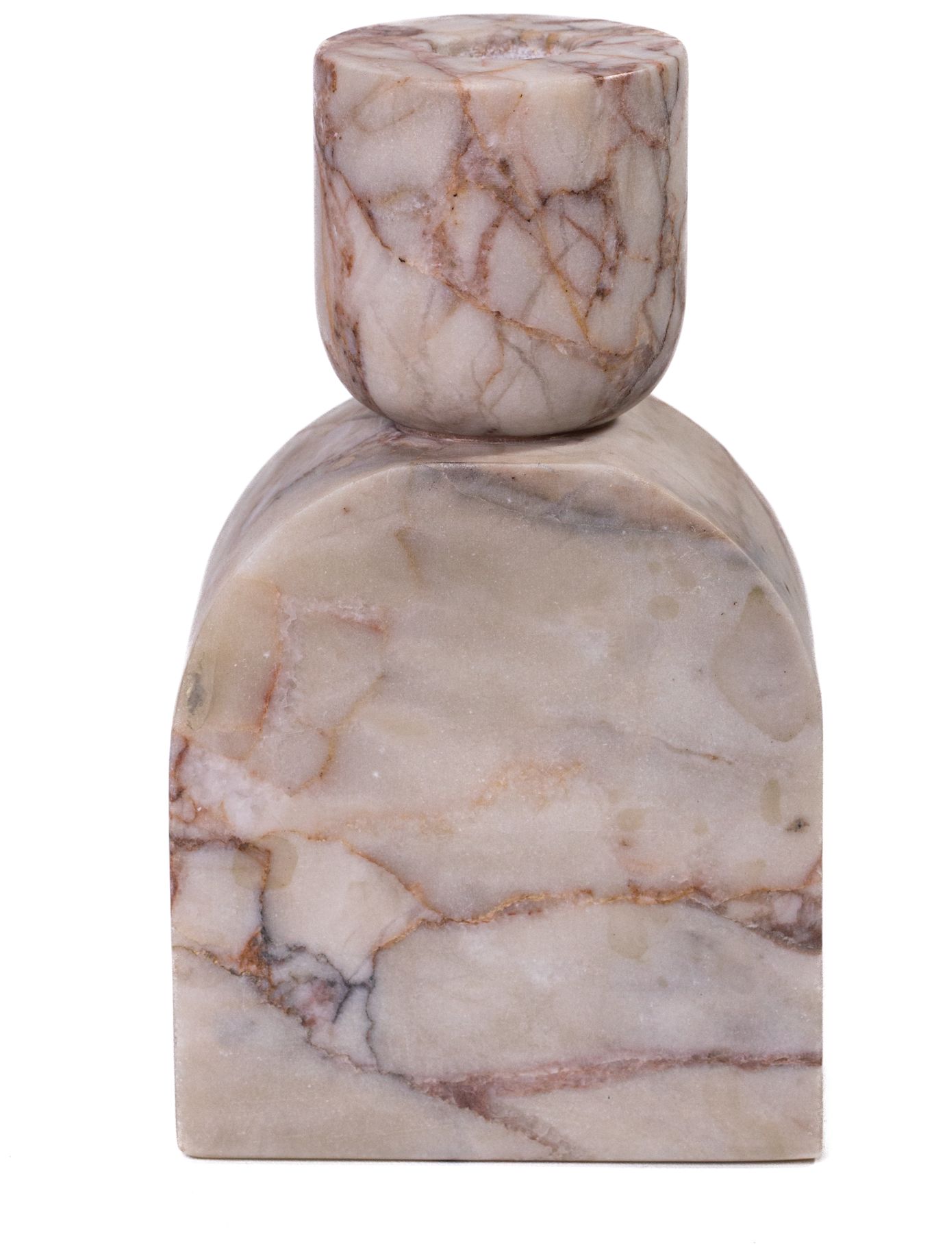 Image 2 Marble White Brown Foundation Candle Holder more views