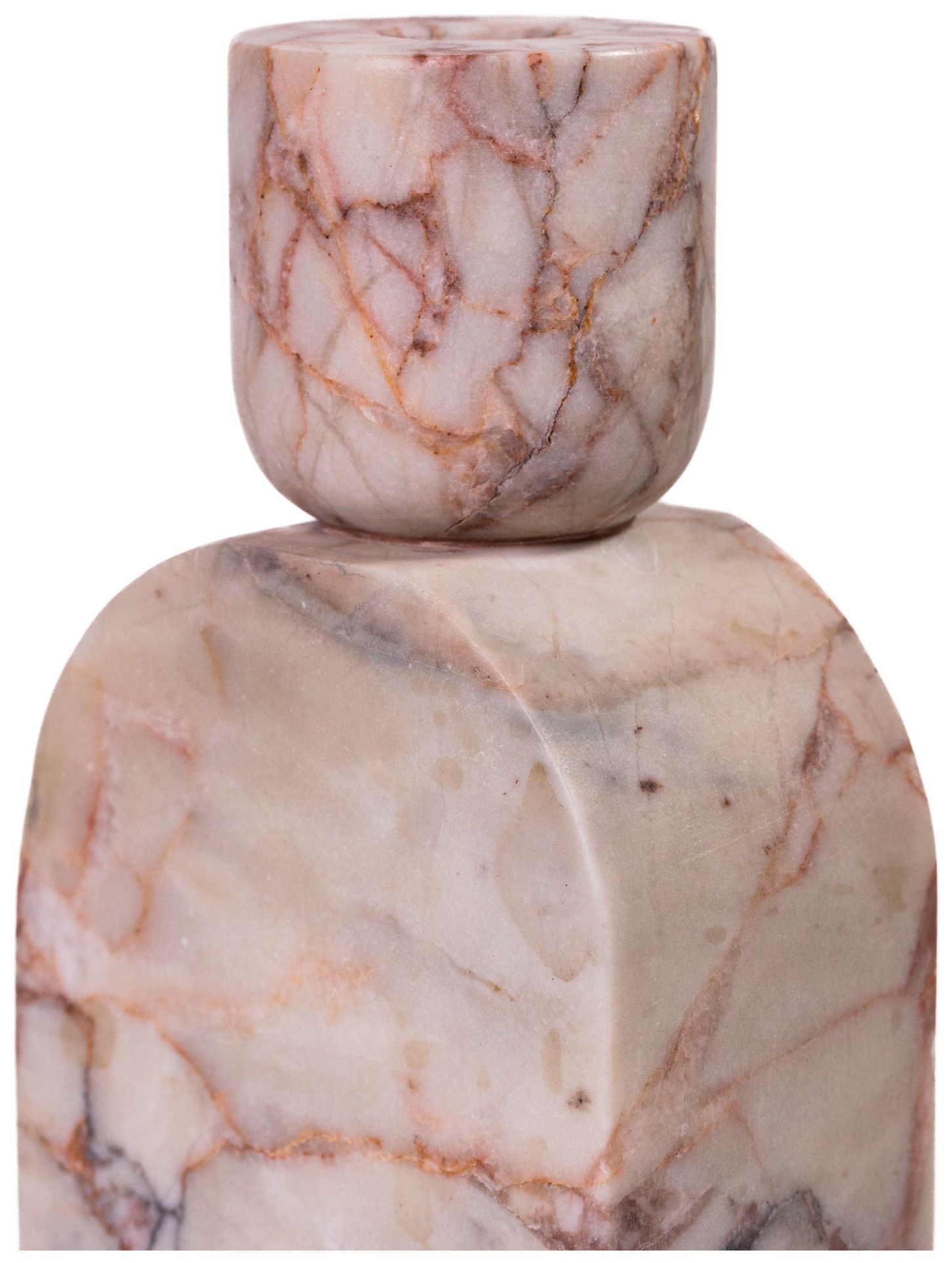 Image 5 Marble White Brown Foundation Candle Holder more views
