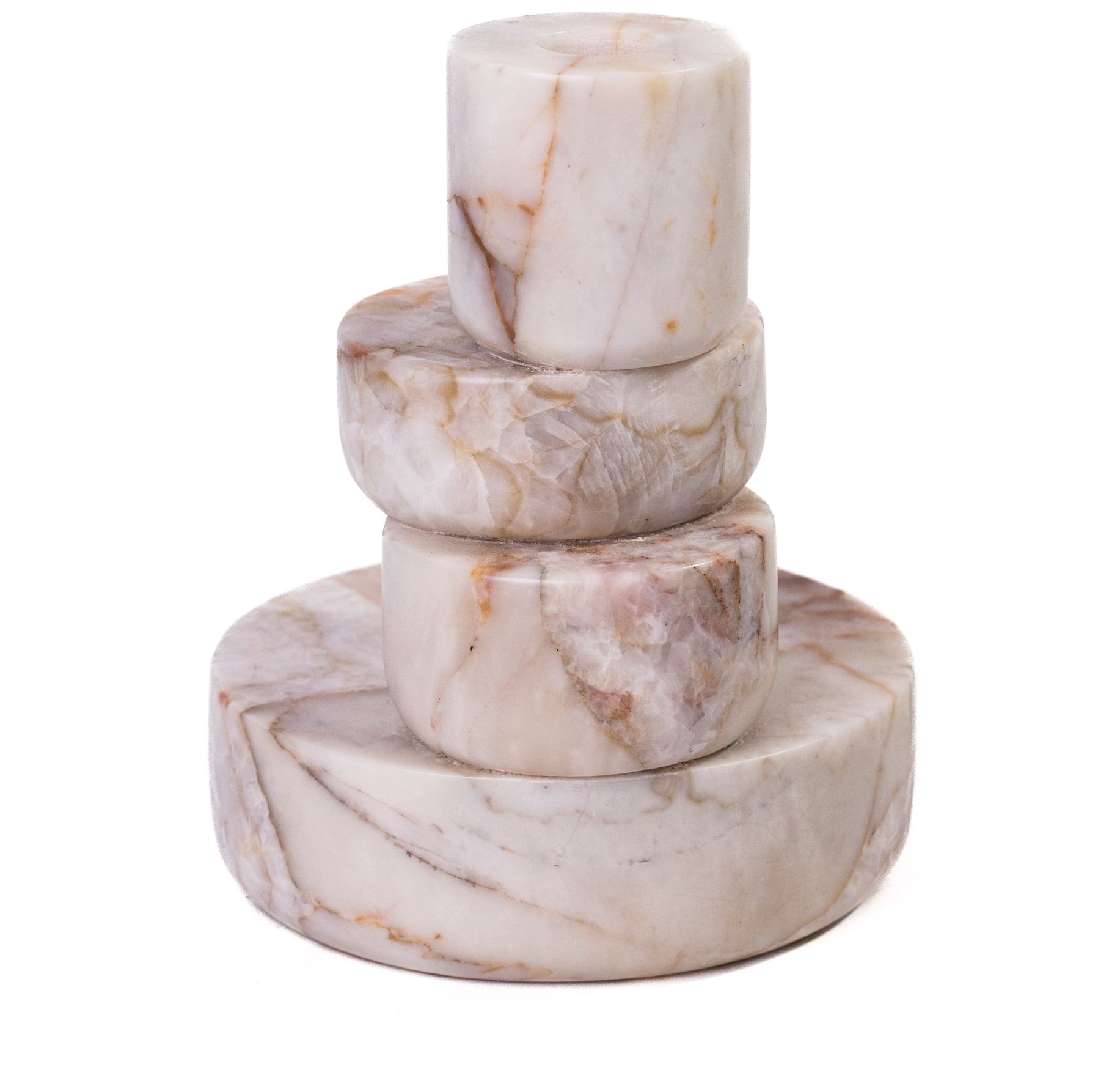 Image 2 Marble White Brown Stacked Candle Holder more views