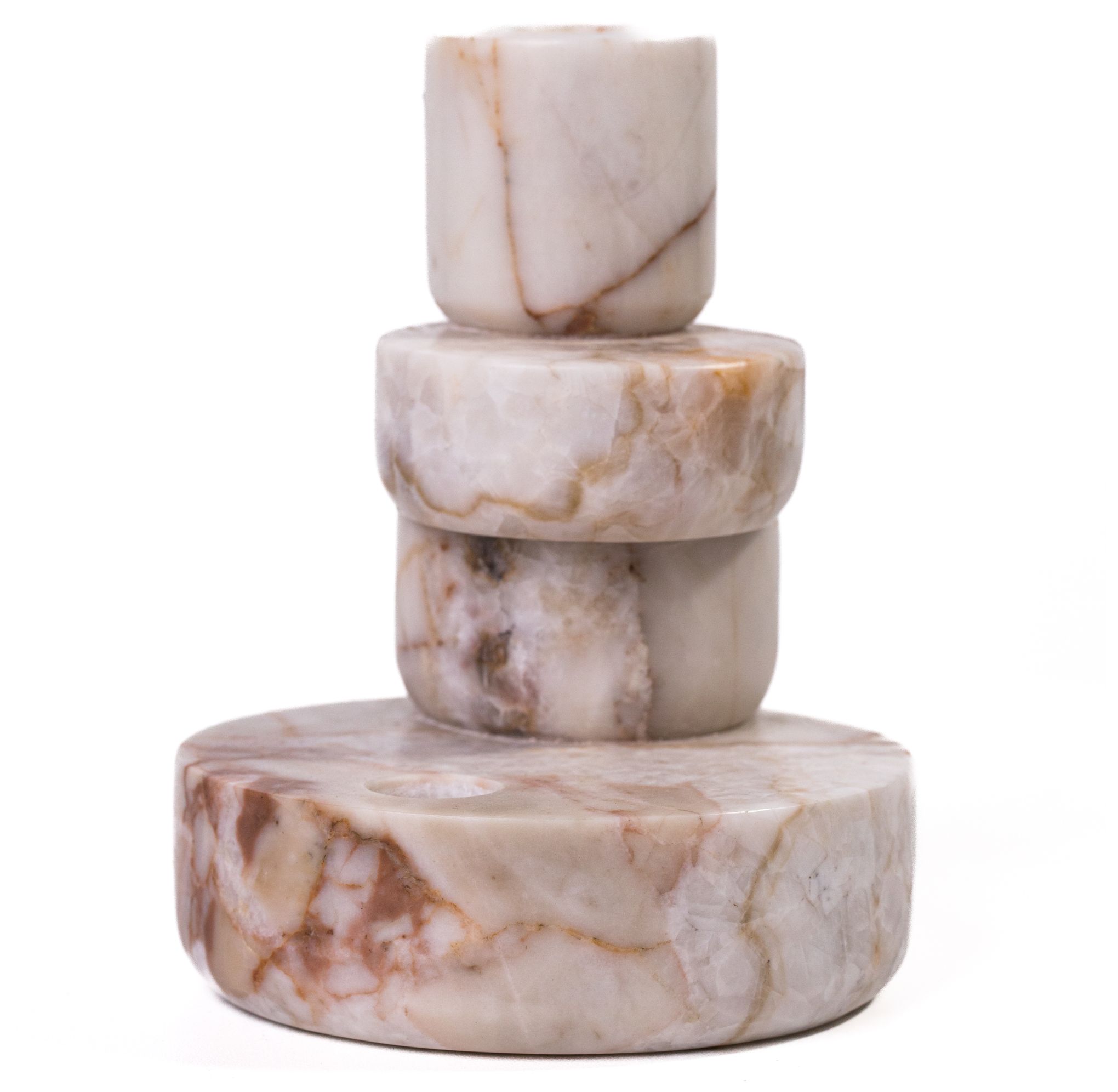 Image 4 Marble White Brown Stacked Candle Holder more views