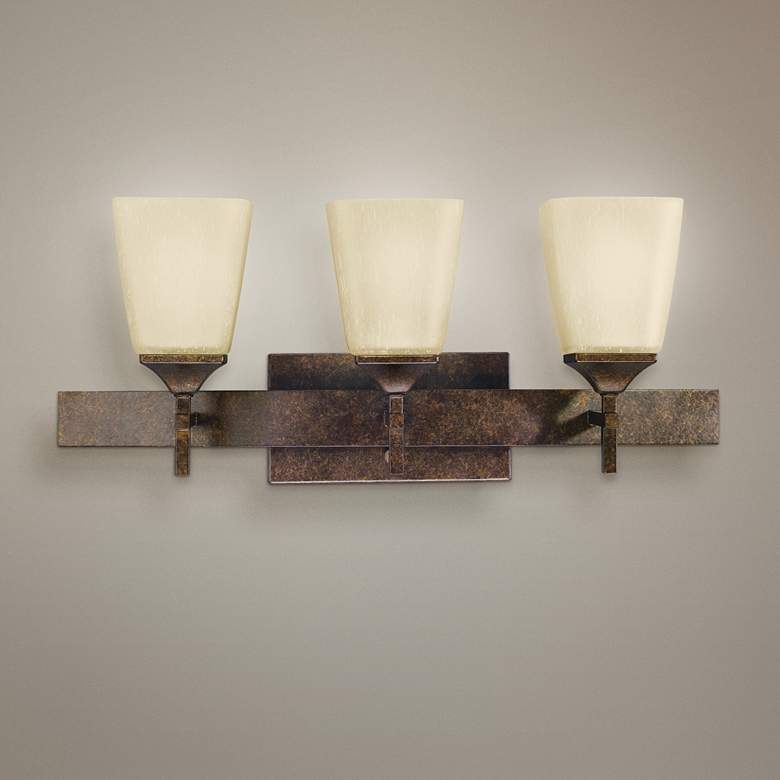 Image 1 Marbled Bronze Finish 3-Light 23 1/2 inch Wide Bath Light