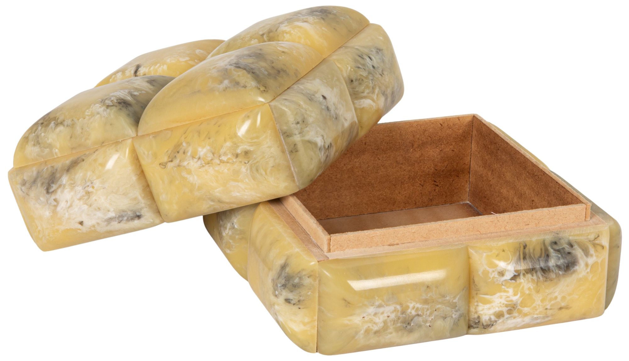Marbled Resin Square Studded Decorative Storage Box with Lid