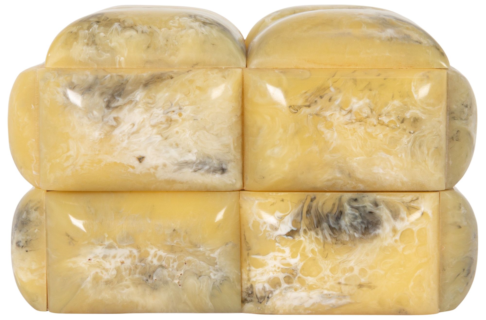 Marbled Resin Square Studded Decorative Storage Box with Lid