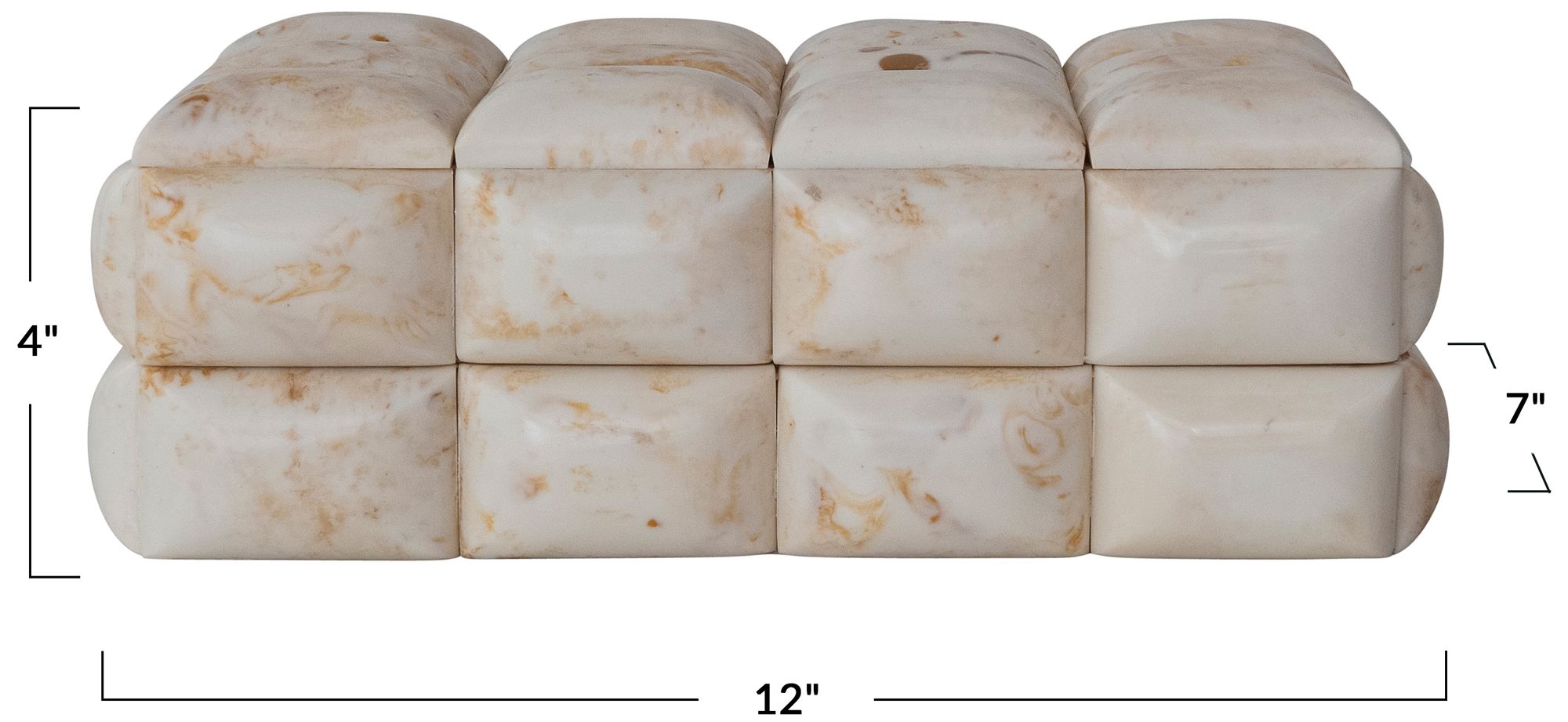 Image 2 Marbled Resin Studded Box, Ivory Color more views