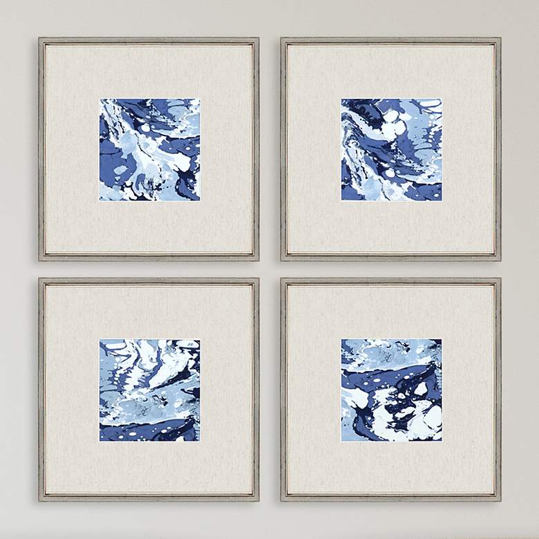 Image 2 Marbleized 22 inch Square 4-Piece Giclee Framed Wall Art Set
