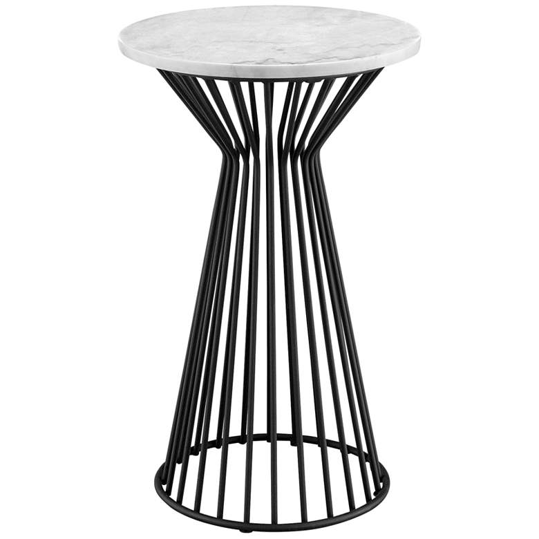 Image 2 Marbury 15 inch Wide Black and White Marble Round Accent Table