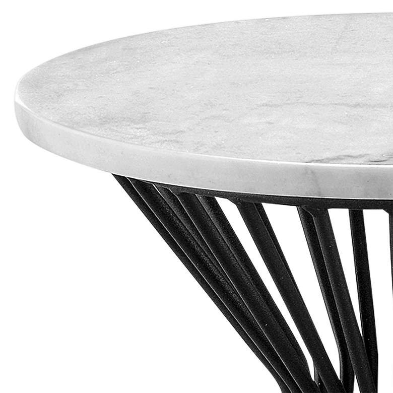 Image 3 Marbury 15" Wide Black and White Marble Round Accent Table more views