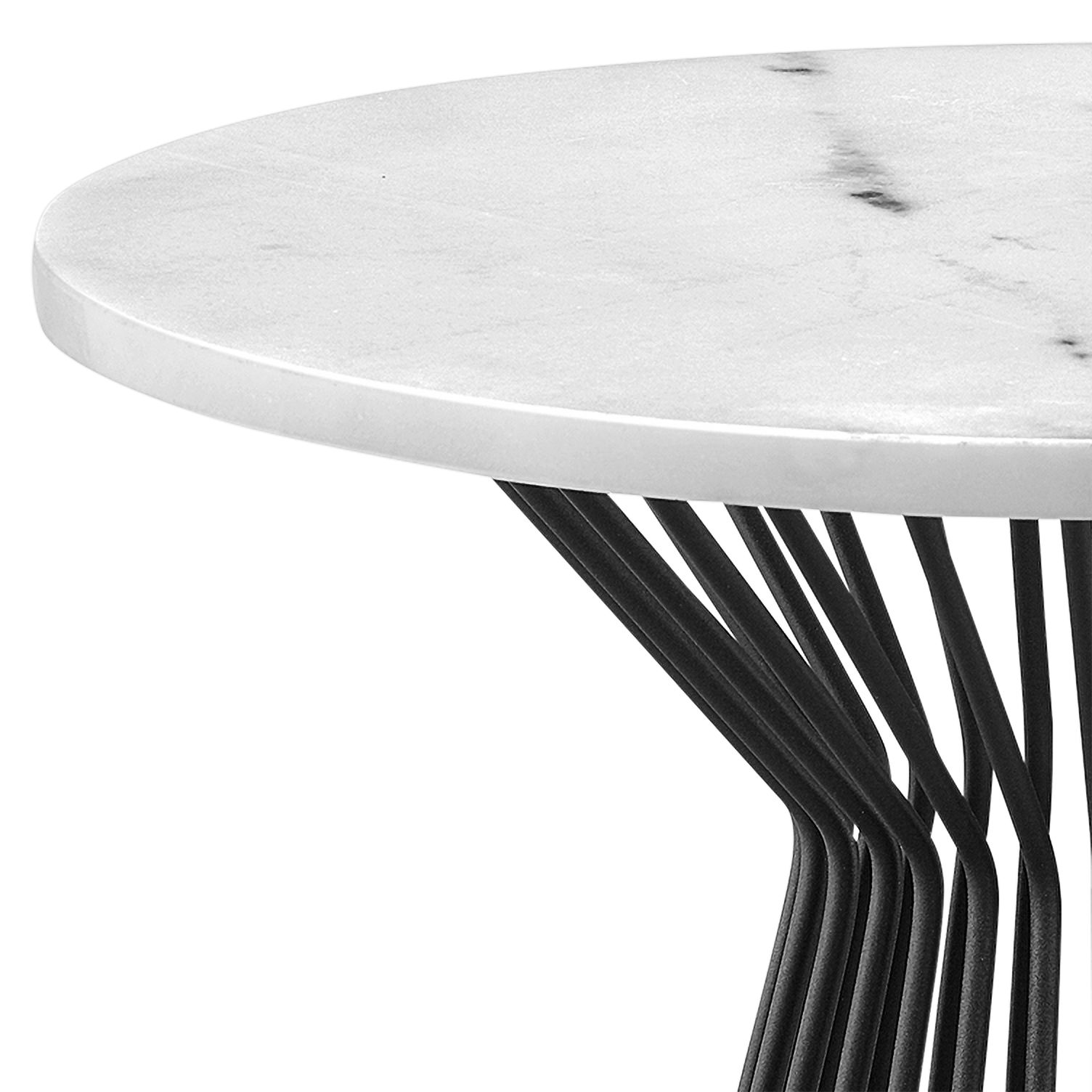 Marbury 22" Wide Black and White Marble Round End Table 9X193
