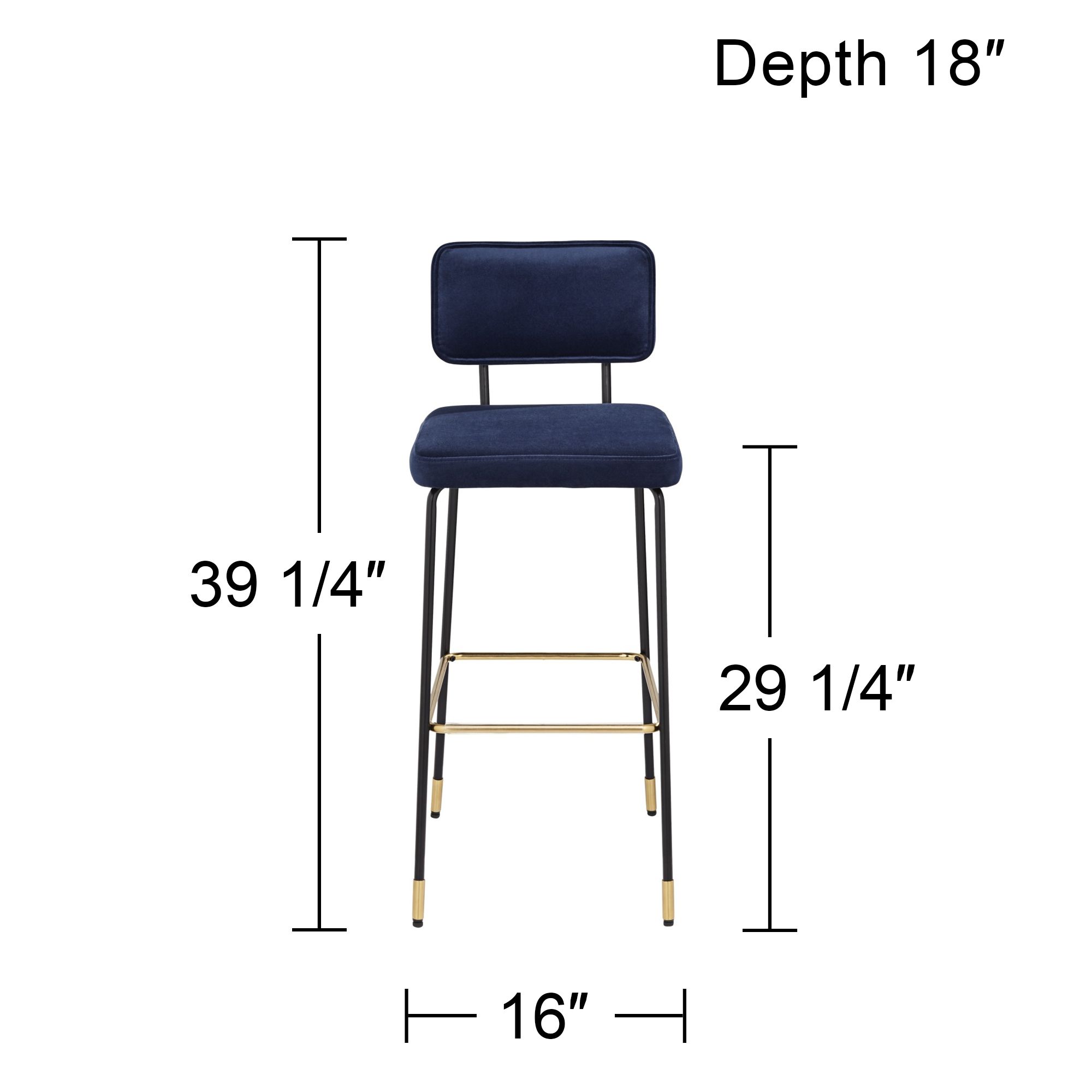 Marc 29 1/4" High Blue and Gold Barstool Set of 2