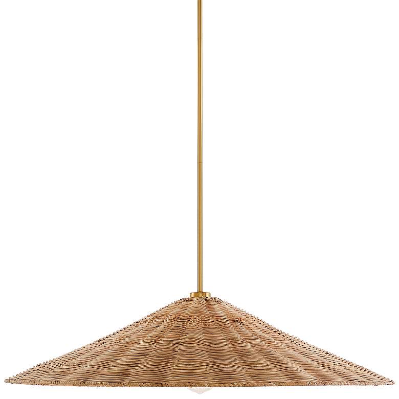 Image 1 Marca 35" Wide Natural Brass Pendant Light w/ Rattan Shade