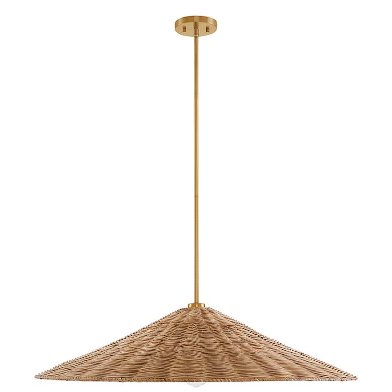 Image 3 Marca 35" Wide Natural Brass Pendant Light w/ Rattan Shade more views
