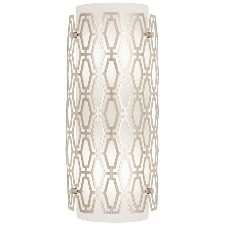 Image 1 Marcel 14.5"H Geometric Framing Nickel And Frost Cas White Wall Sconce