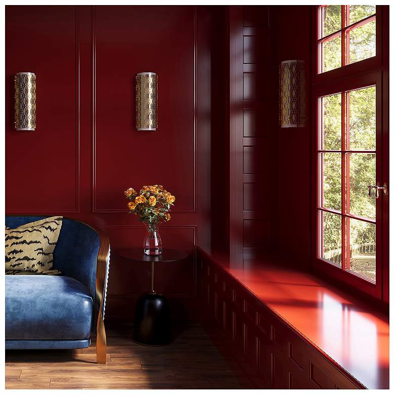 Image 3 Marcel 14.5"H Geometric Modern Brass Wall Sconce w/ Frost Cas White Shade more views