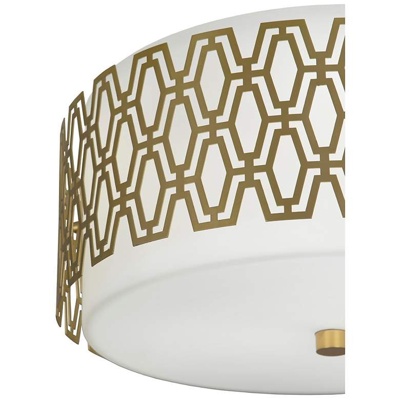 Image 2 Marcel 16"W Geometric Modern Brass Flush Mount w/ Frosted White Shade more views