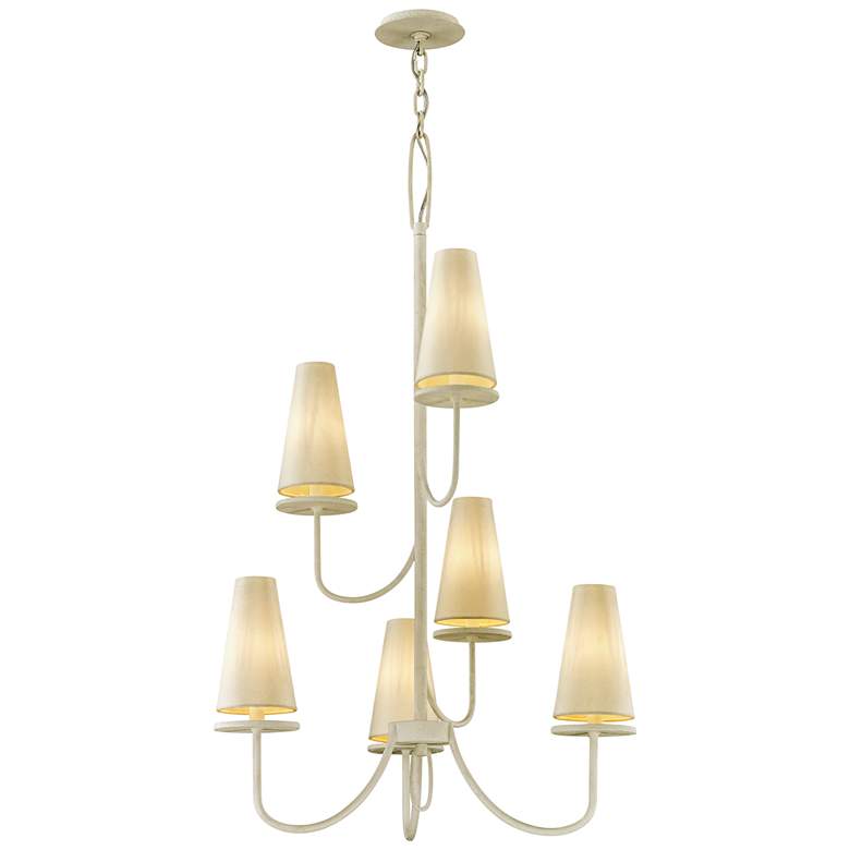 Image 2 Marcel 28 inch Wide Gesso White 6-Light Chandelier