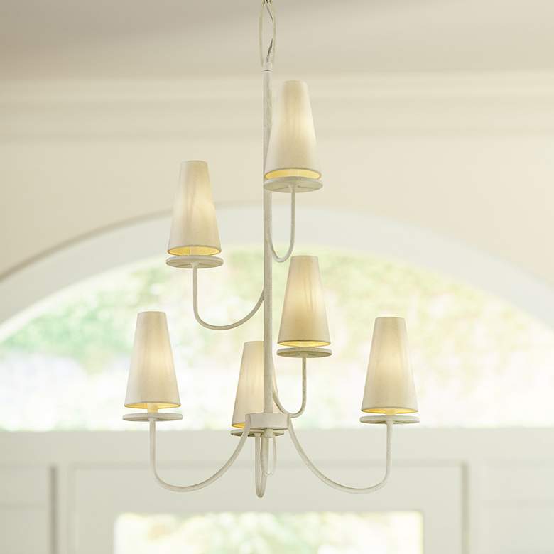 Image 1 Marcel 28 inch Wide Gesso White 6-Light Chandelier