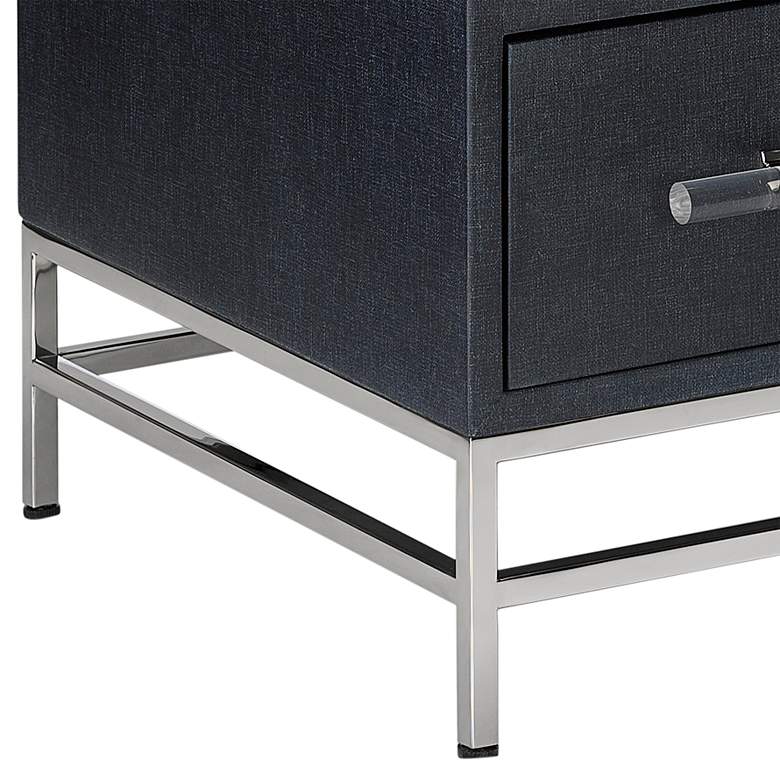 Image 5 Marcel 28 inch Wide Navy Blue Lacquered 2-Drawer Nightstand more views