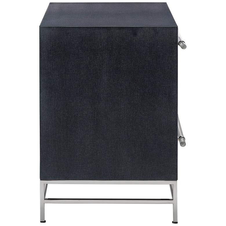 Image 7 Marcel 28" Wide Navy Blue Lacquered 2-Drawer Nightstand more views