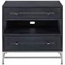 Marcel 28" Wide Navy Blue Lacquered 2-Drawer Nightstand in scene