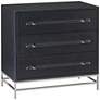 Marcel 32" Wide Navy Lacquered Linen 3-Drawer Accent Chest in scene