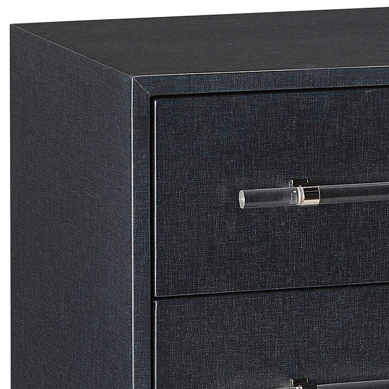 Image 4 Marcel 32 inch Wide Navy Lacquered Linen 3-Drawer Accent Chest more views