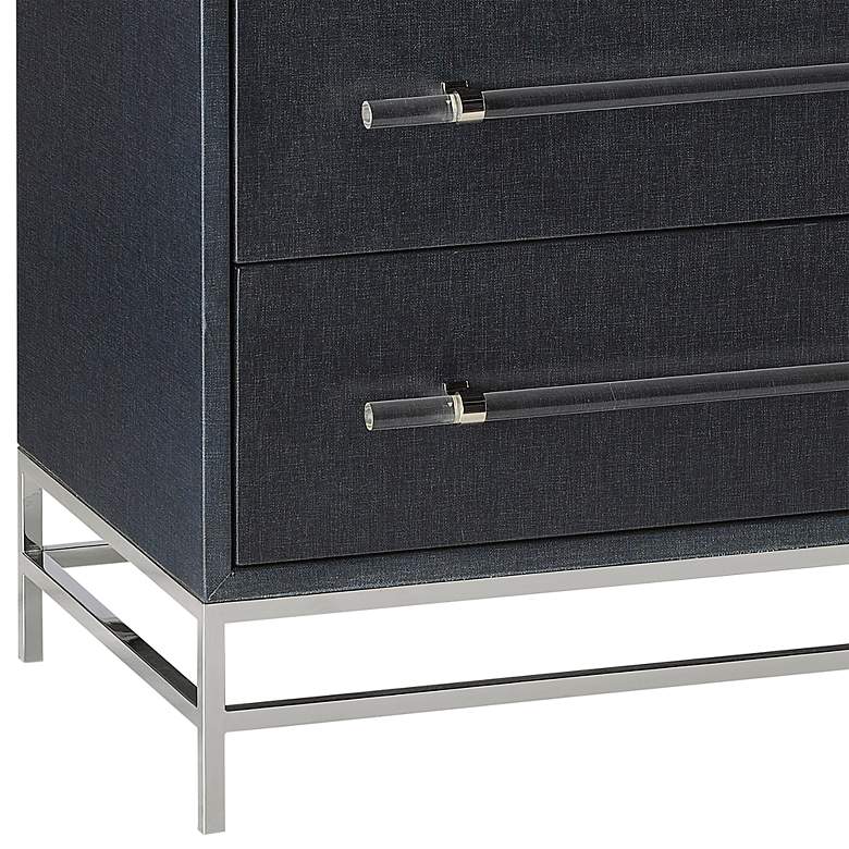 Image 5 Marcel 32 inch Wide Navy Lacquered Linen 3-Drawer Accent Chest more views