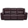 Marcel 91 In. Manual Reclining Sofa in Dark Brown Leather and Pine Wood