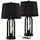 Marcel Black LED USB Night Light Black Shade Table Lamps Set of 2