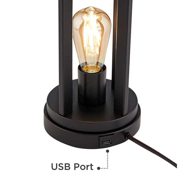 Marcel Black LED USB Night Light Black Shade Table Lamps Set of 2 more views