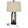 Watch A Video About the Marcel Black Finish Burlap Linen Shade LED USB Table Lamps Set of 2
