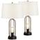 Marcel Brushed Nickel Night Light USB Table Lamps Set of 2