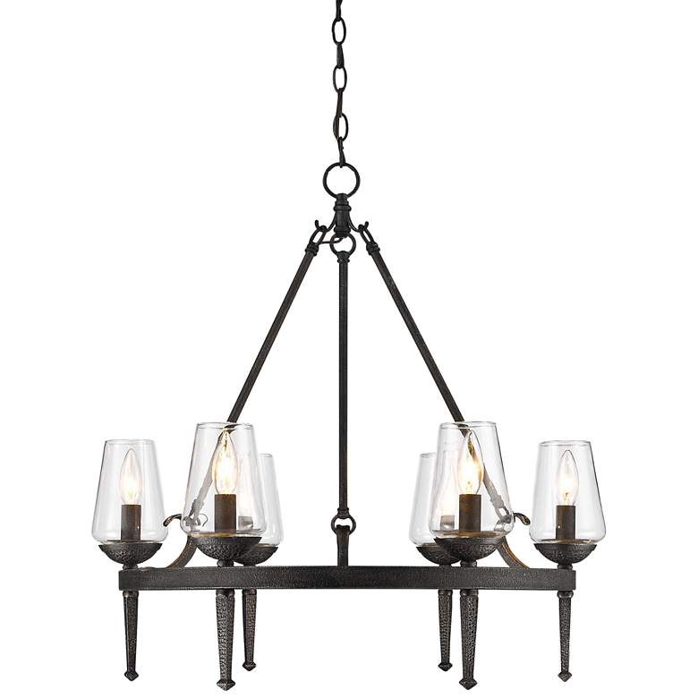 Image 2 Marcellis 26 inch Wide Dark Natural Iron 6-Light Chandelier