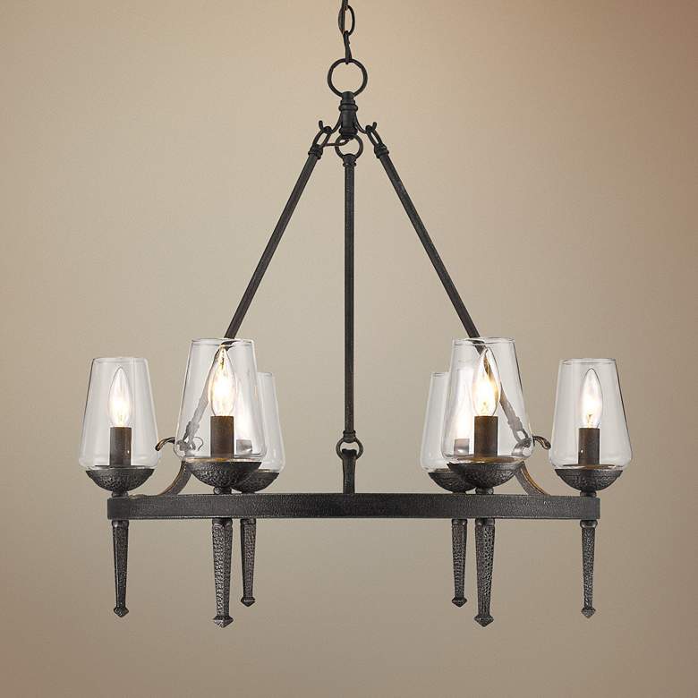 Image 1 Marcellis 26" Wide Dark Natural Iron 6-Light Chandelier