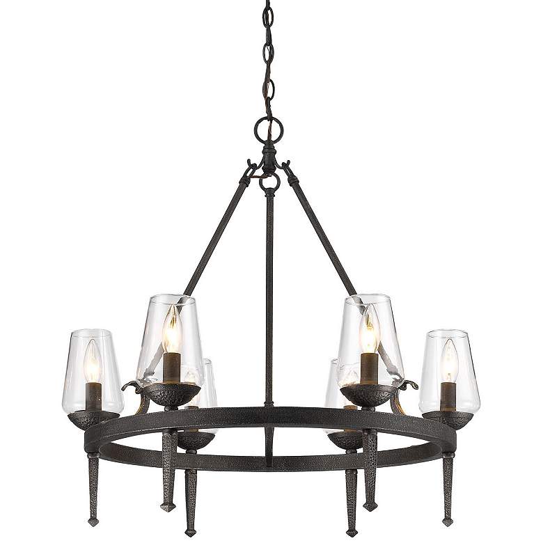 Image 4 Marcellis 26 inch Wide Dark Natural Iron 6-Light Chandelier more views