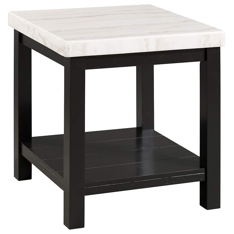 Image 1 Marcello 22"W White Marble and Black Wood Square End Table