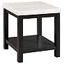 1_Marcello 22"W White Marble and Black Wood Square End Table