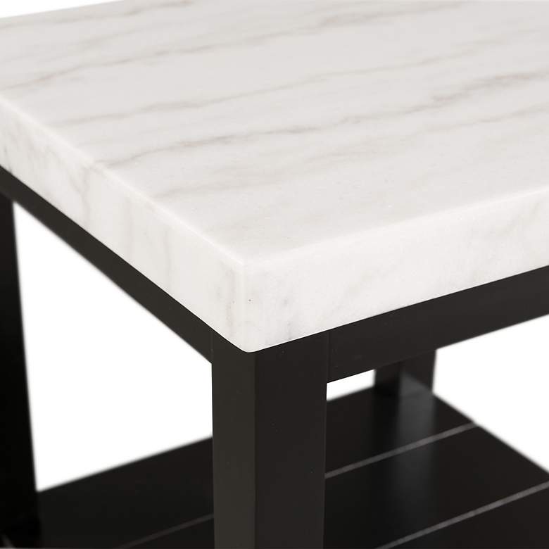 Image 2 Marcello 22"W White Marble and Black Wood Square End Table more views