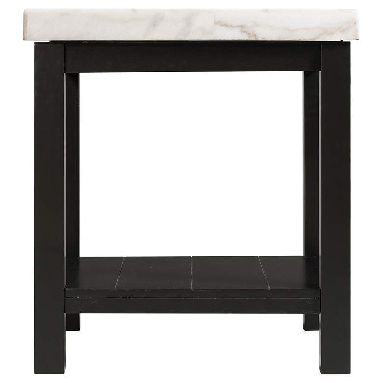 Image 3 Marcello 22"W White Marble and Black Wood Square End Table more views