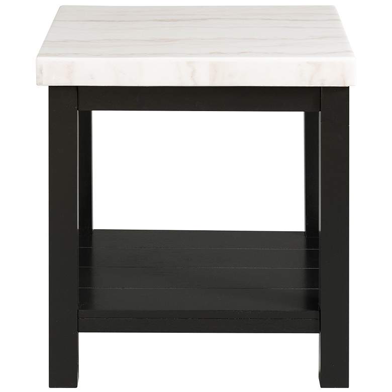 Image 4 Marcello 22"W White Marble and Black Wood Square End Table more views