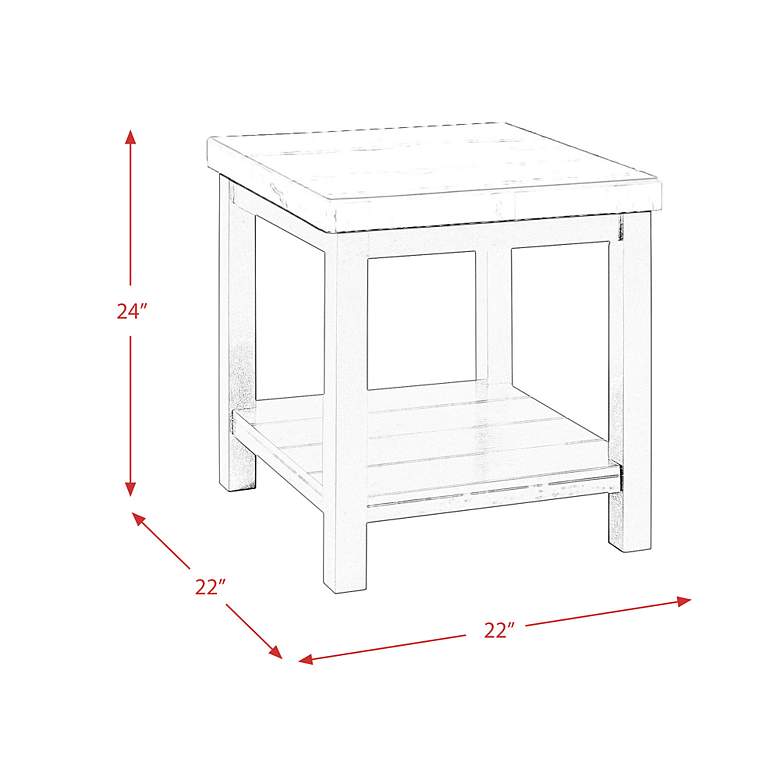 Image 5 Marcello 22"W White Marble and Black Wood Square End Table more views