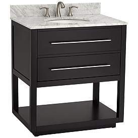 Image3 of Marcello 32" Wide Black and White Marble 1-Drawer Single Sink Vanity