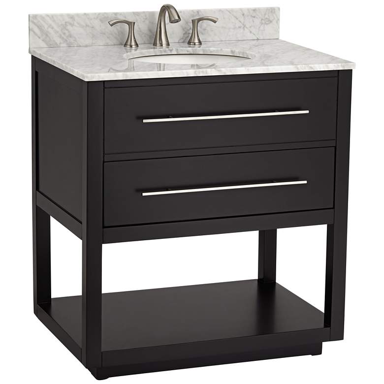 Image 3 Marcello 32" Wide Black and White Marble 1-Drawer Single Sink Vanity