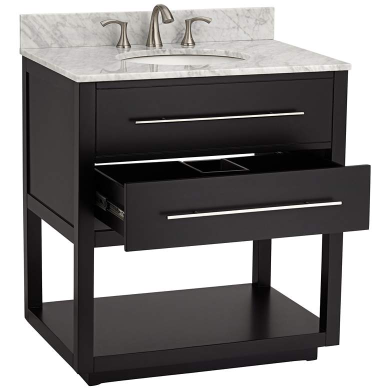 Image 7 Marcello 32" Wide Black and White Marble 1-Drawer Single Sink Vanity more views