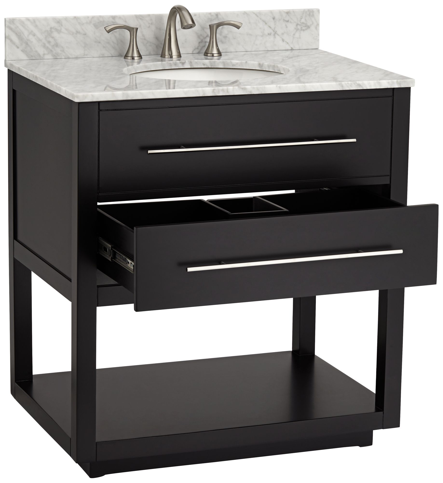 Image 6 Marcello 32"W Black and White 1-Drawer Single Sink Vanities Set of 2 more views