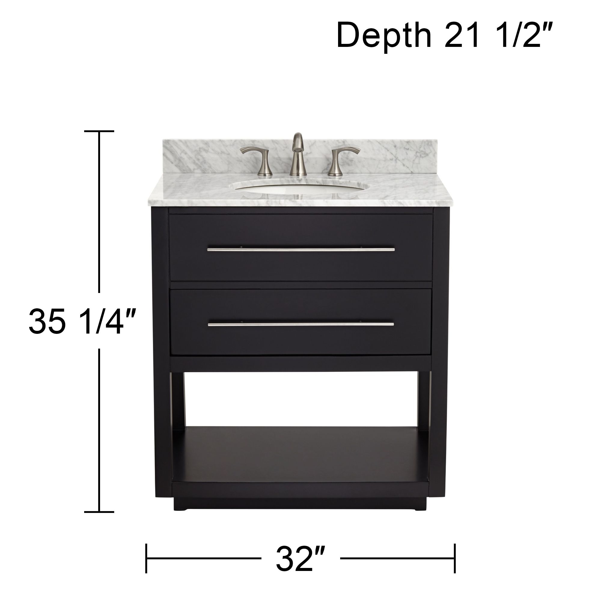 Marcello 32"W Black and White 1-Drawer Single Sink Vanities Set of 2 in scene