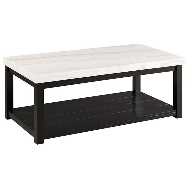Image 1 Marcello 48" Wide White Marble and Black Wood Coffee Table