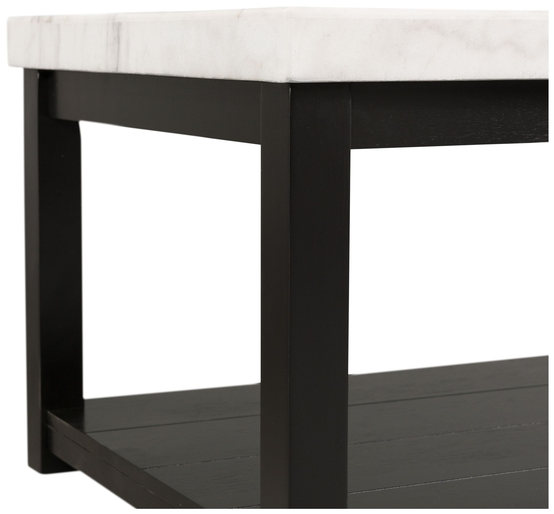 Image 6 Marcello 48" Wide White Marble and Black Wood Coffee Table more views