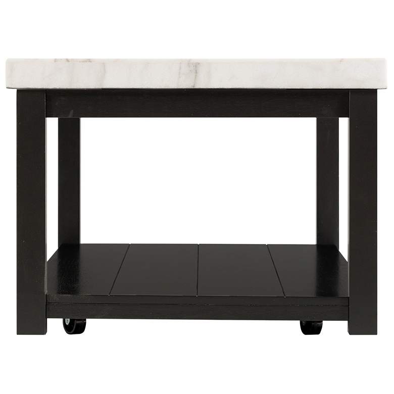 Image 7 Marcello 48" Wide White Marble and Black Wood Coffee Table more views