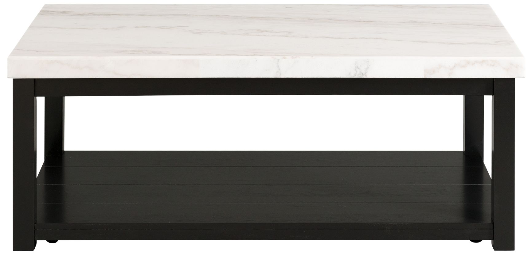Marcello 48" Wide White Marble and Black Wood Coffee Table